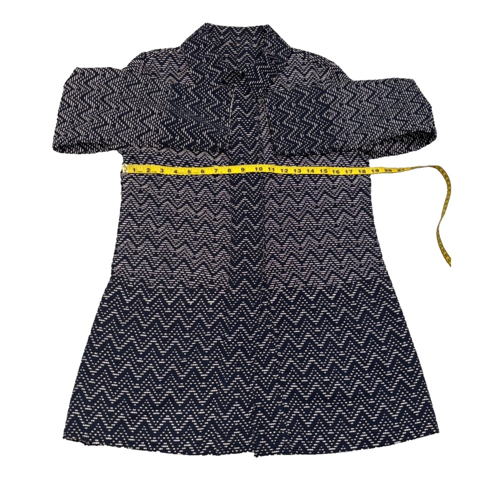NEW La Blend Chevron Long Jacket Sz M Navy White Long Sleeve Reversible Pockets - Picture 7 of 12